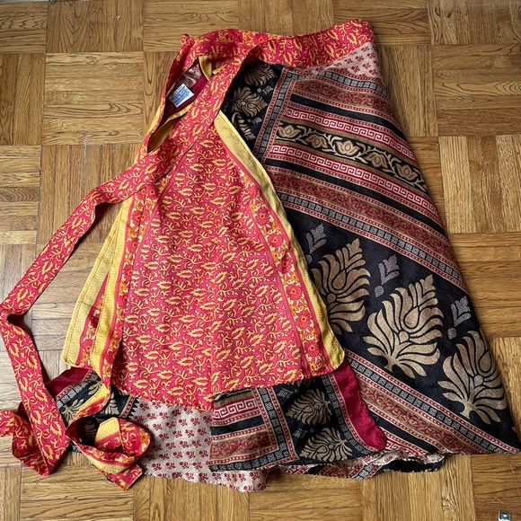 Mexicali Blues Silk Reversible Wrap Skirt - Picture 1 of 4